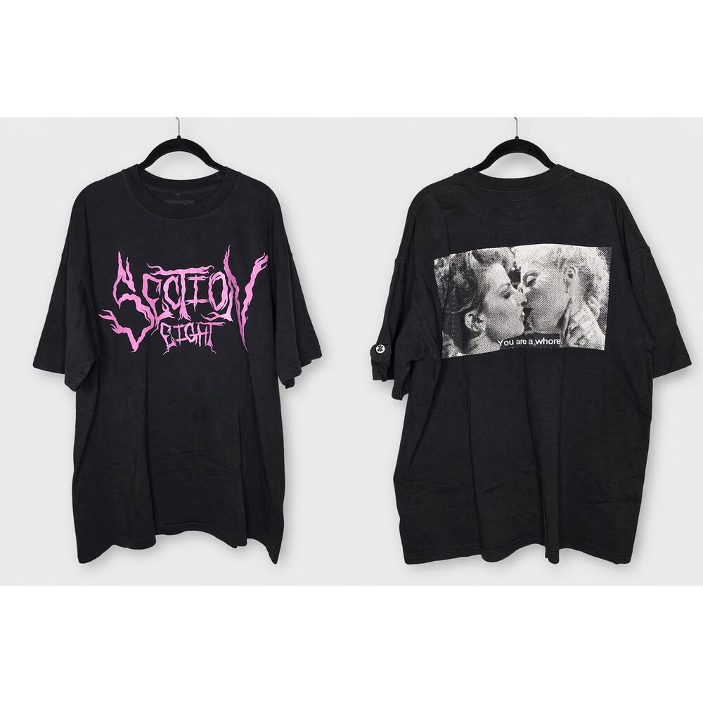 Section Eight Black Pink Logo Tee Girls Kissing Men's Large